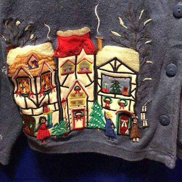 Embroidered Christmas sweater BECHAMEl petites size medium petite - Picture 3 of 6